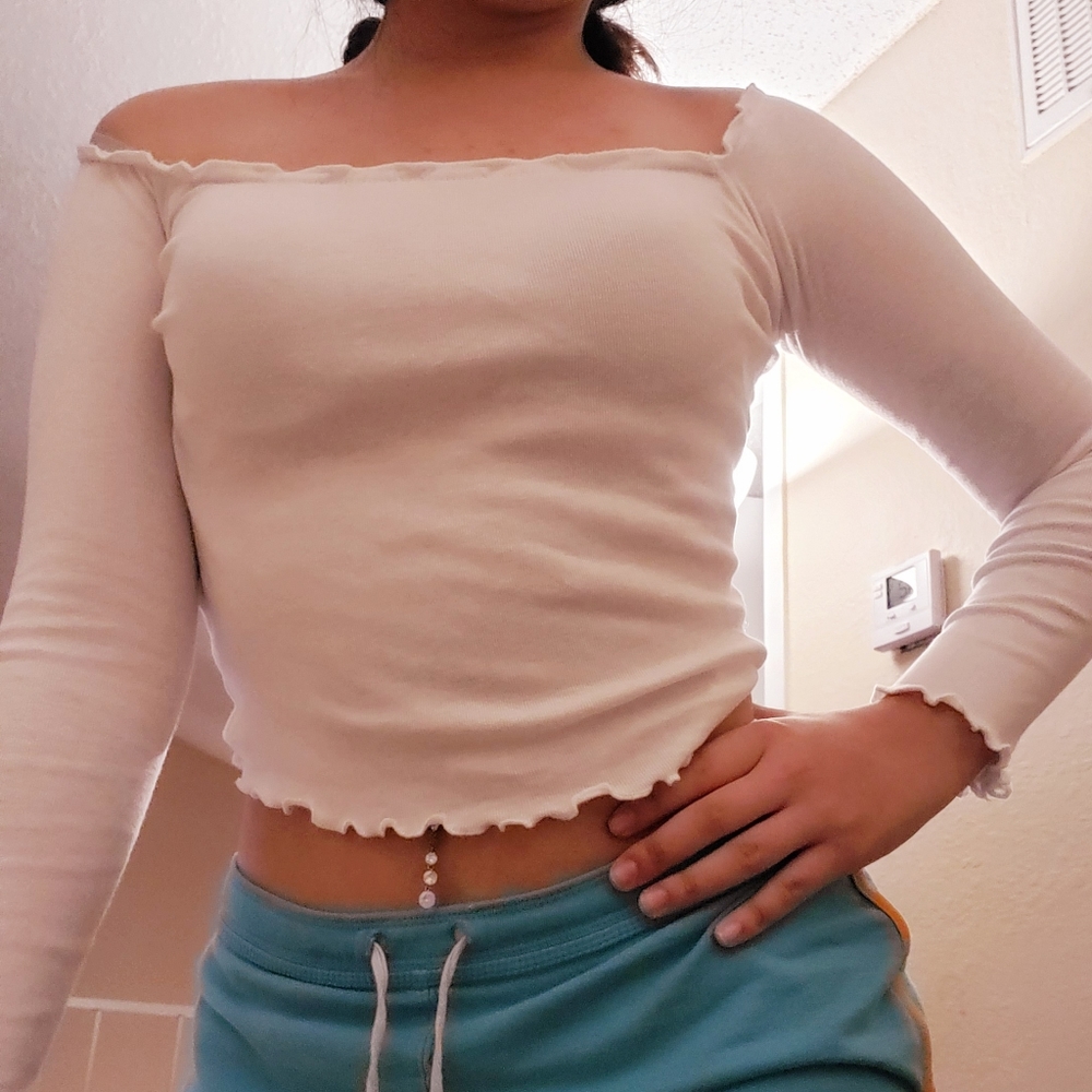 White Frilled Long-Sleeve